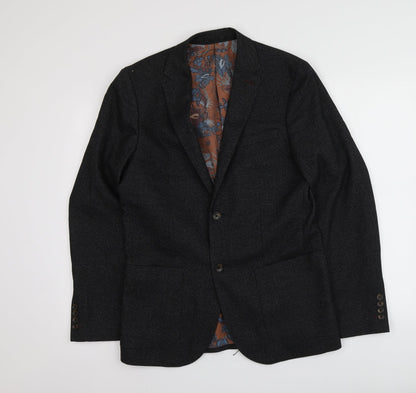 Next Mens Black  Polyester Jacket Suit Jacket Size 38
