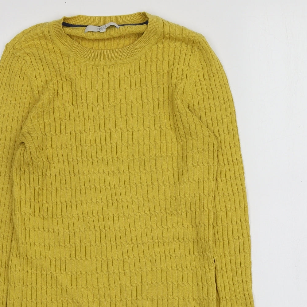 NEXT Womens Yellow Round Neck  Cotton Pullover Jumper Size 6