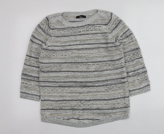 BM Womens Multicoloured Roll Neck Striped Acrylic Pullover Jumper Size M