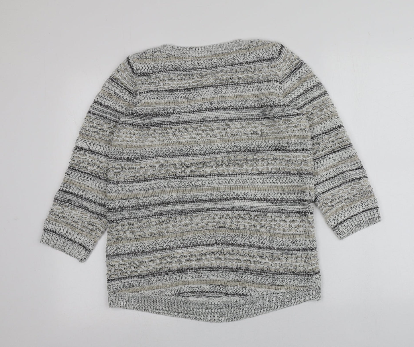 BM Womens Multicoloured Roll Neck Striped Acrylic Pullover Jumper Size M