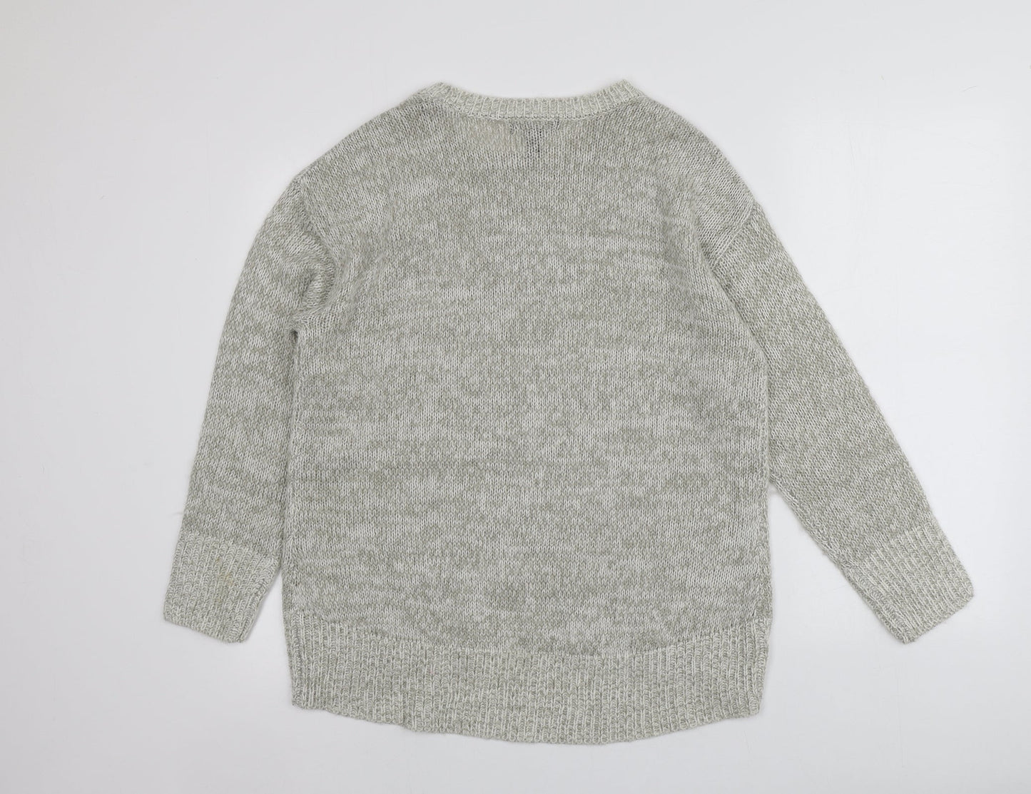 New Look Womens Grey Round Neck  Acrylic Pullover Jumper Size M