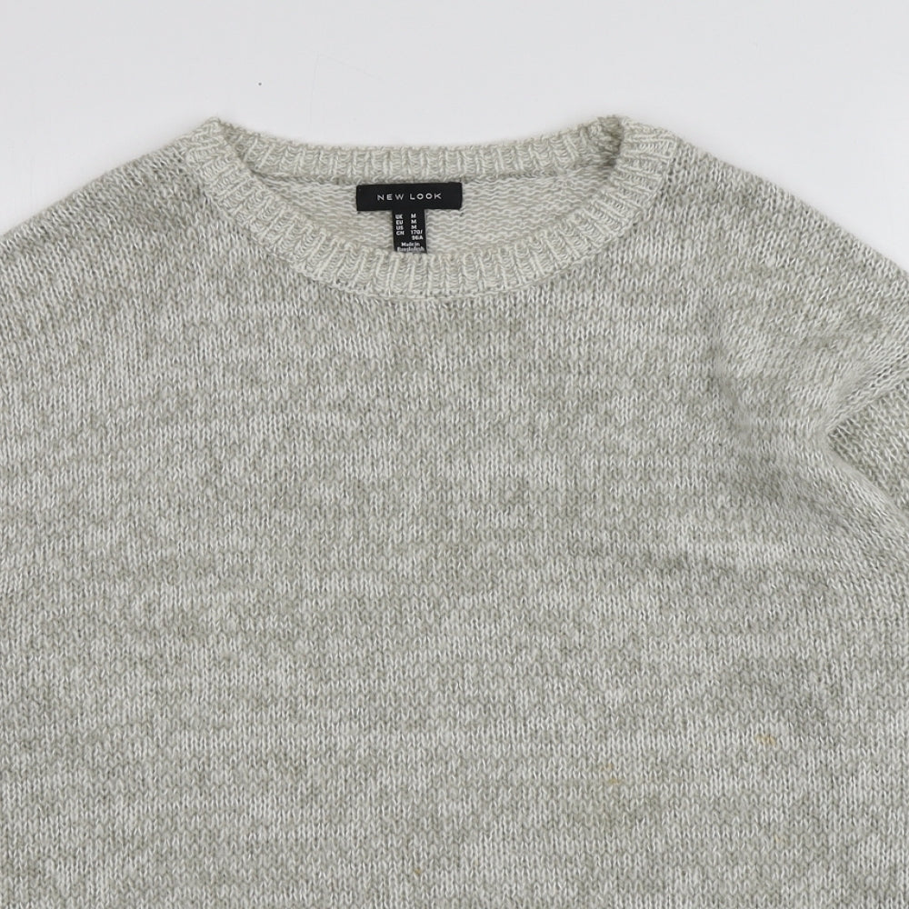 New Look Womens Grey Round Neck  Acrylic Pullover Jumper Size M