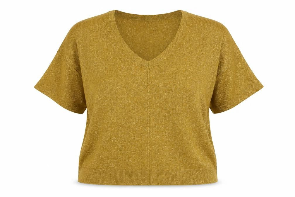 F&F Womens Gold V-Neck  Viscose Pullover Jumper Size 14