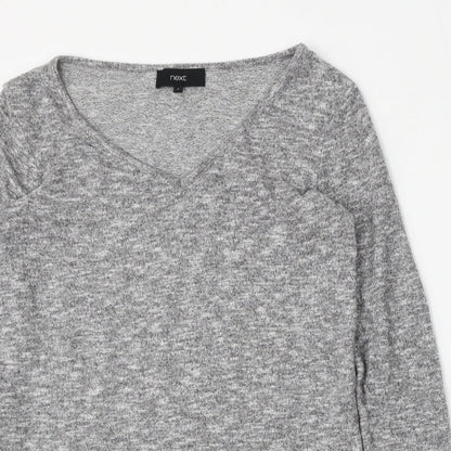 Next Womens Grey V-Neck  Polyester Pullover Jumper Size 6