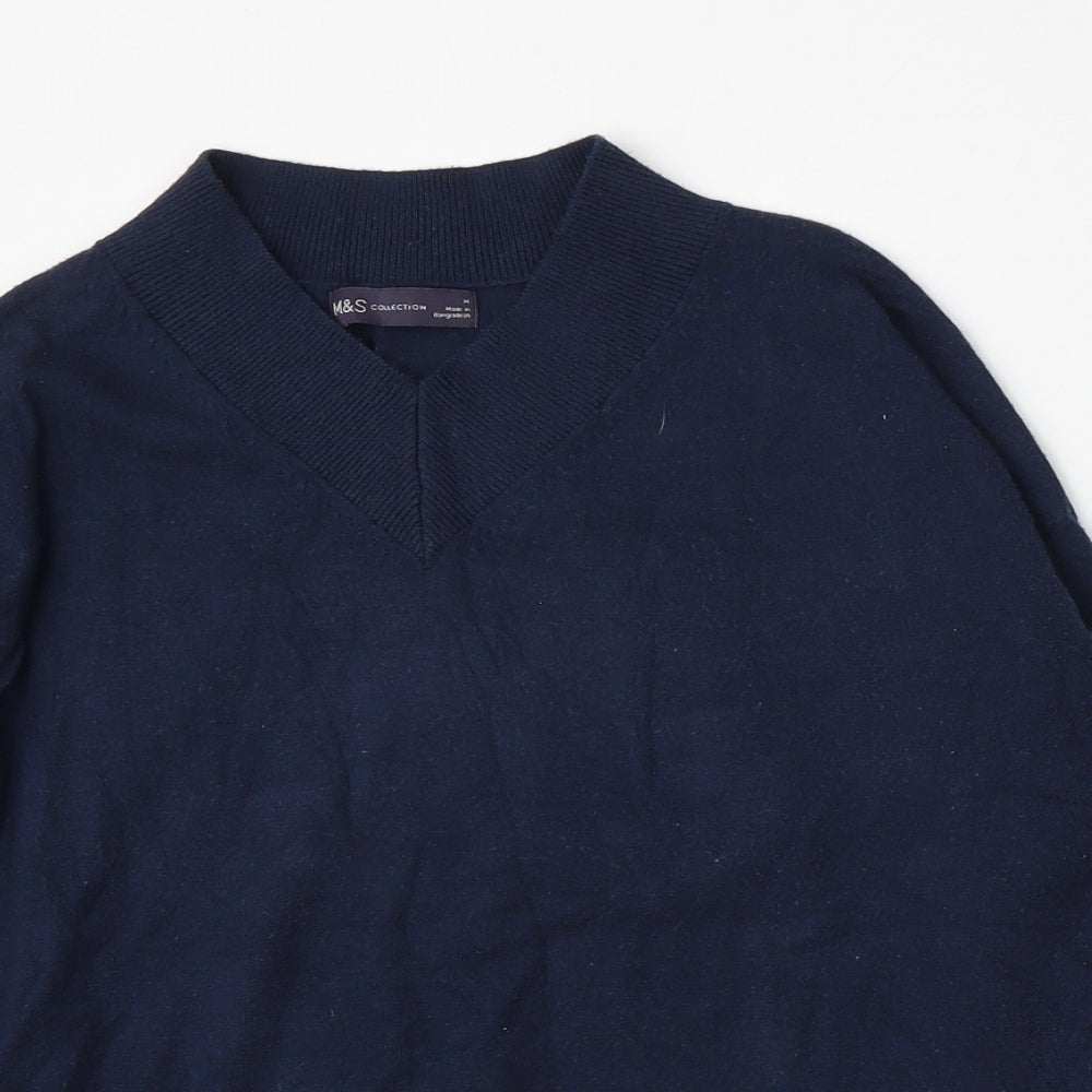 Marks and Spencer Womens Blue V-Neck  Viscose Pullover Jumper Size M