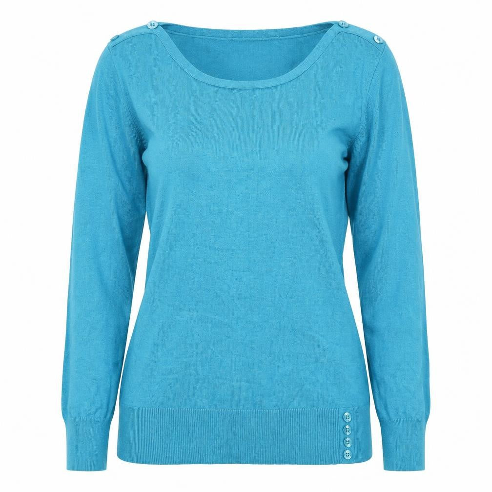 M&Co Womens Blue Round Neck  Viscose Pullover Jumper Size L
