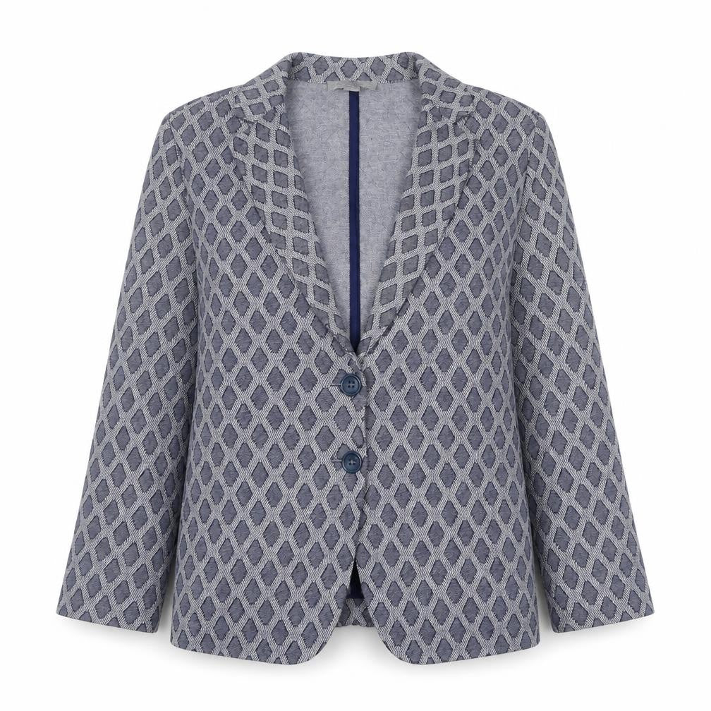 PURE Collection Womens Blue Geometric Cotton Jacket Blazer Size 8