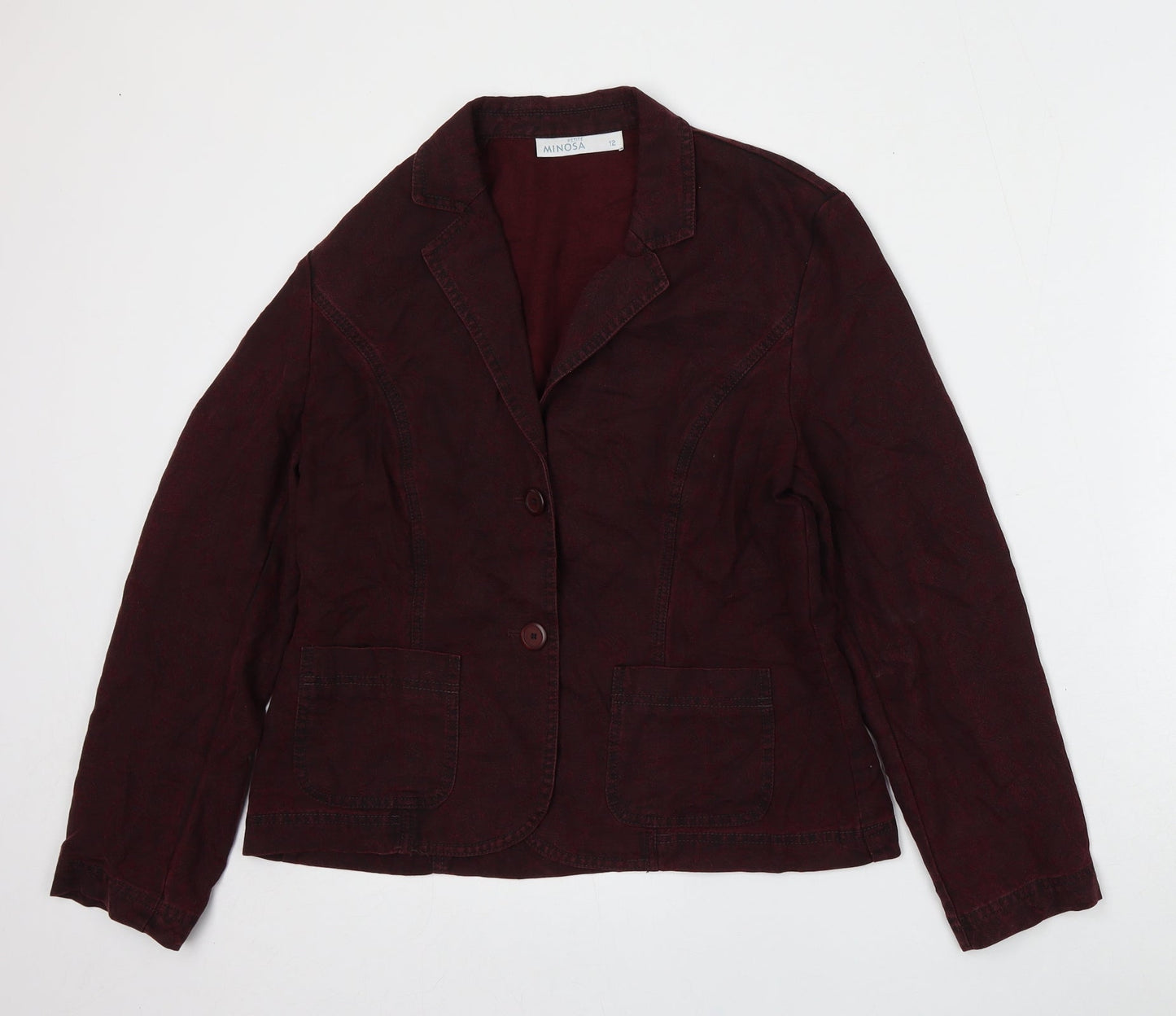 Minosa Womens Red  Lyocell Jacket Blazer Size 12