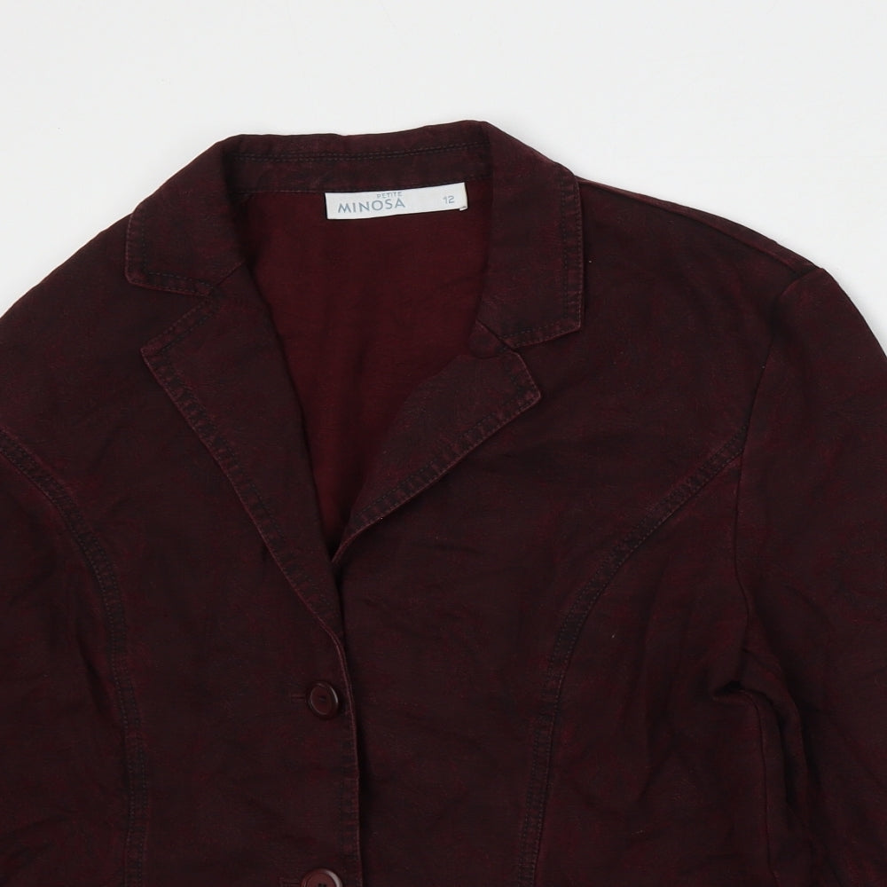 Minosa Womens Red  Lyocell Jacket Blazer Size 12
