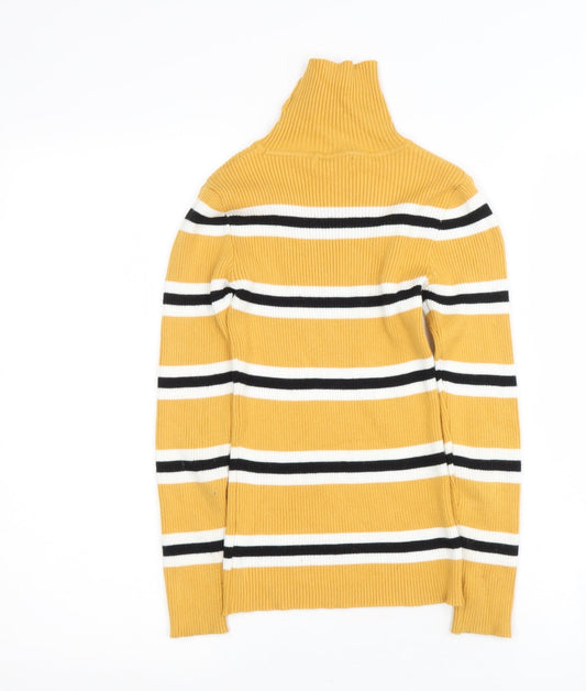 Primark Girls Multicoloured Roll Neck Striped Viscose Pullover Jumper Size 9-10 Years