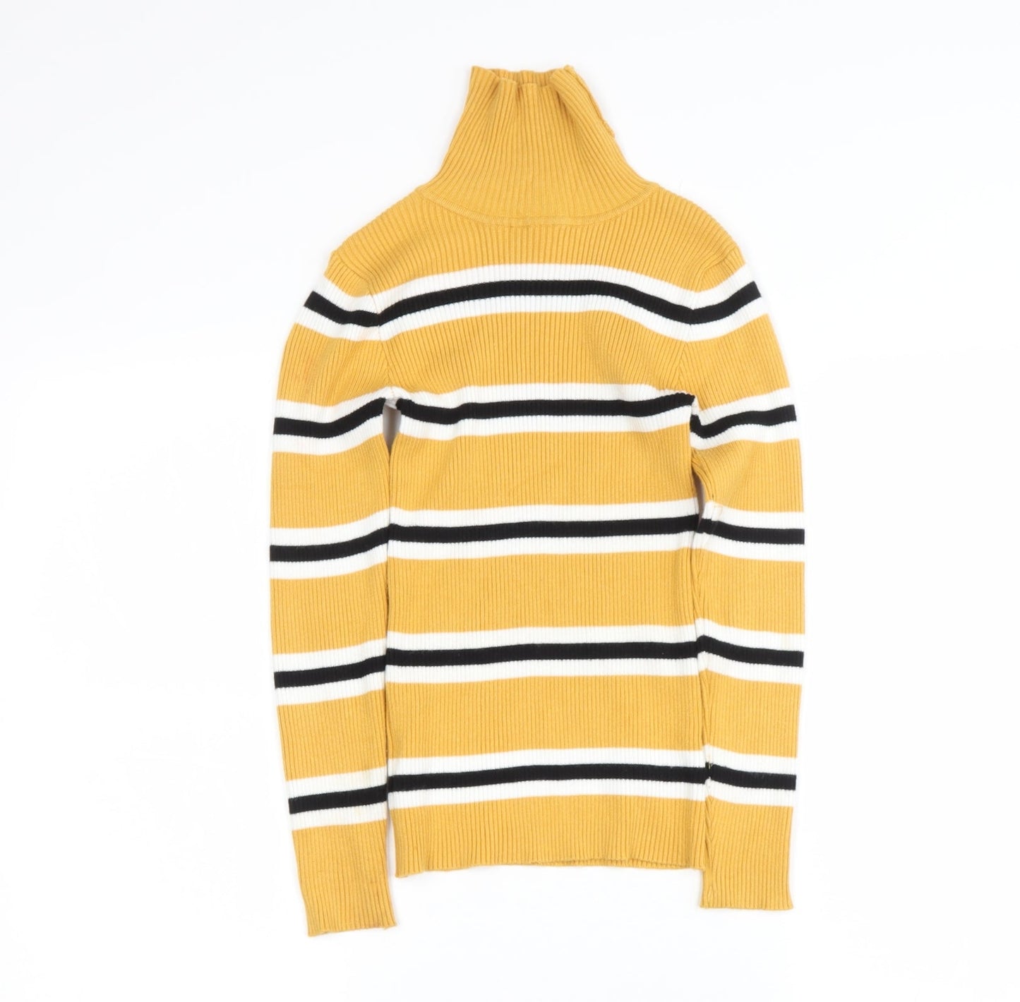 Primark Girls Multicoloured Roll Neck Striped Viscose Pullover Jumper Size 9-10 Years