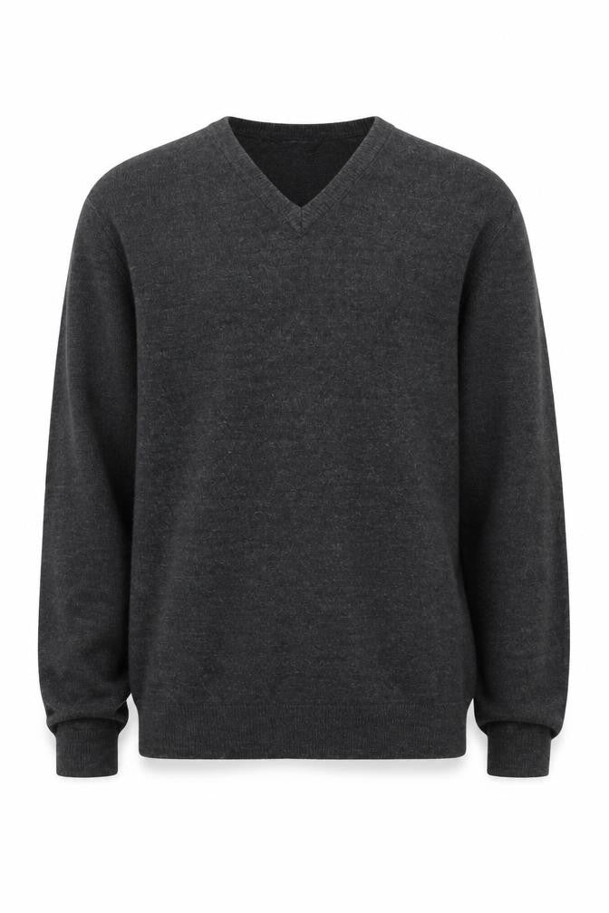 Cedarwood State Mens Grey V-Neck Acrylic Pullover Jumper Size S