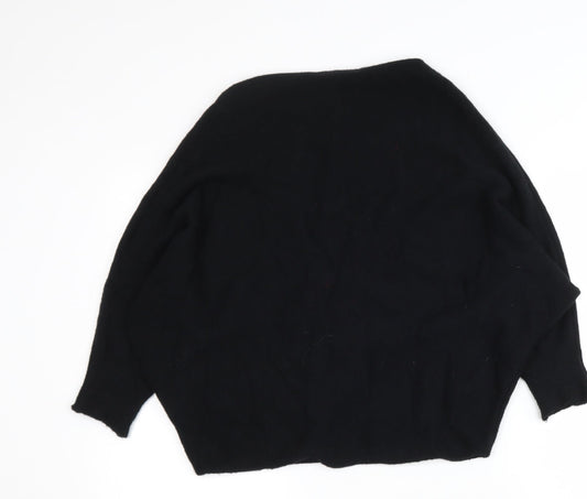 emmy moda Womens Black Boat Neck  Viscose Pullover Jumper Size M