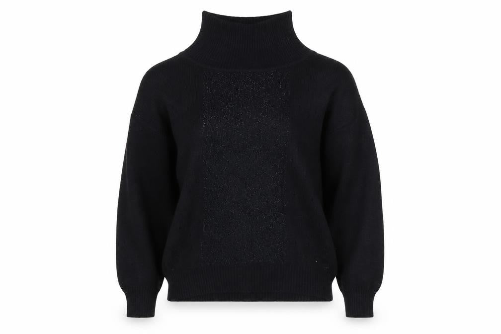 Expressions Womens Black Roll Neck  Nylon Pullover Jumper Size S