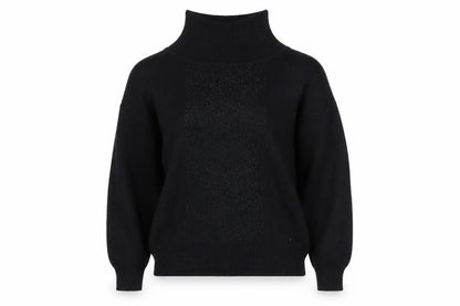 Expressions Womens Black Roll Neck  Nylon Pullover Jumper Size S