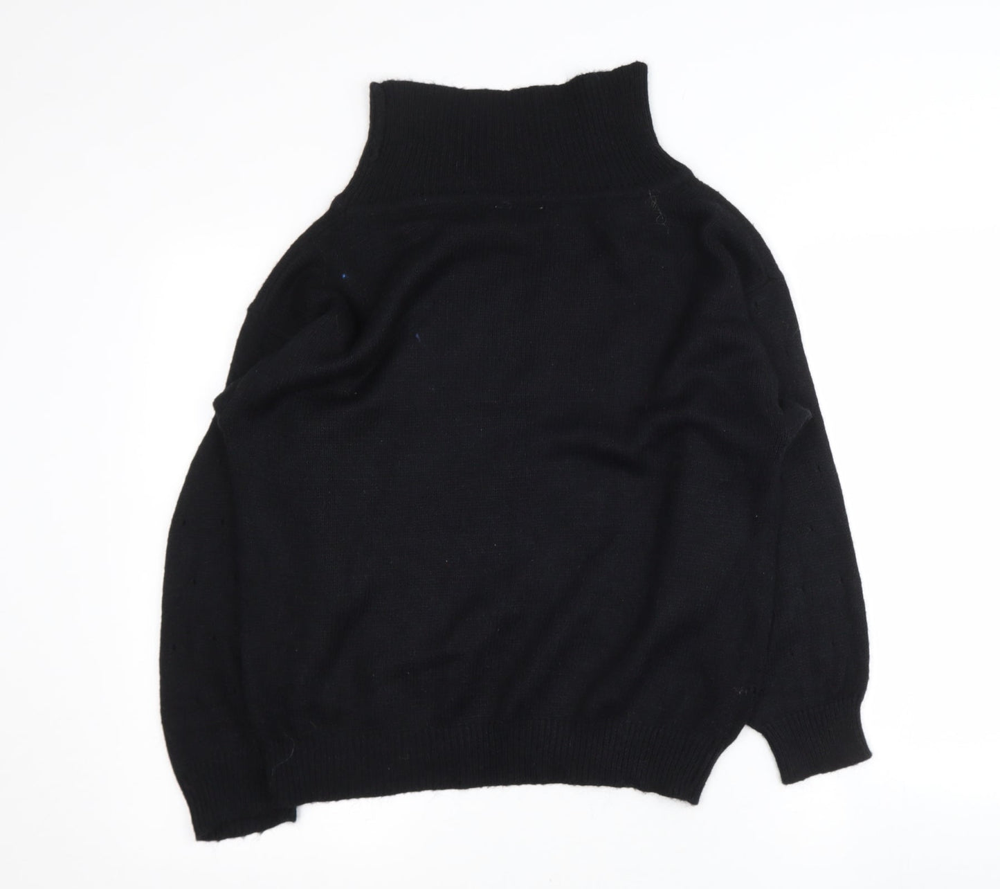 Expressions Womens Black Roll Neck  Nylon Pullover Jumper Size S