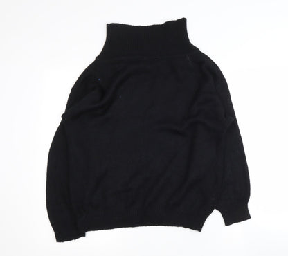 Expressions Womens Black Roll Neck  Nylon Pullover Jumper Size S