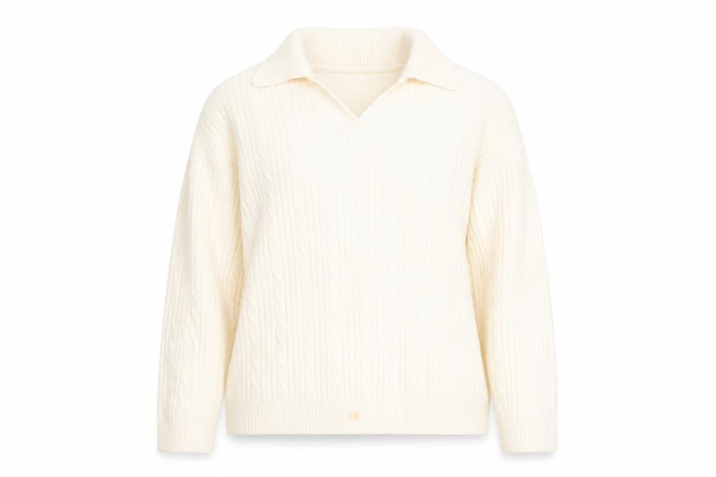 Preworn Womens Beige Collared  Acrylic Pullover Jumper Size 14