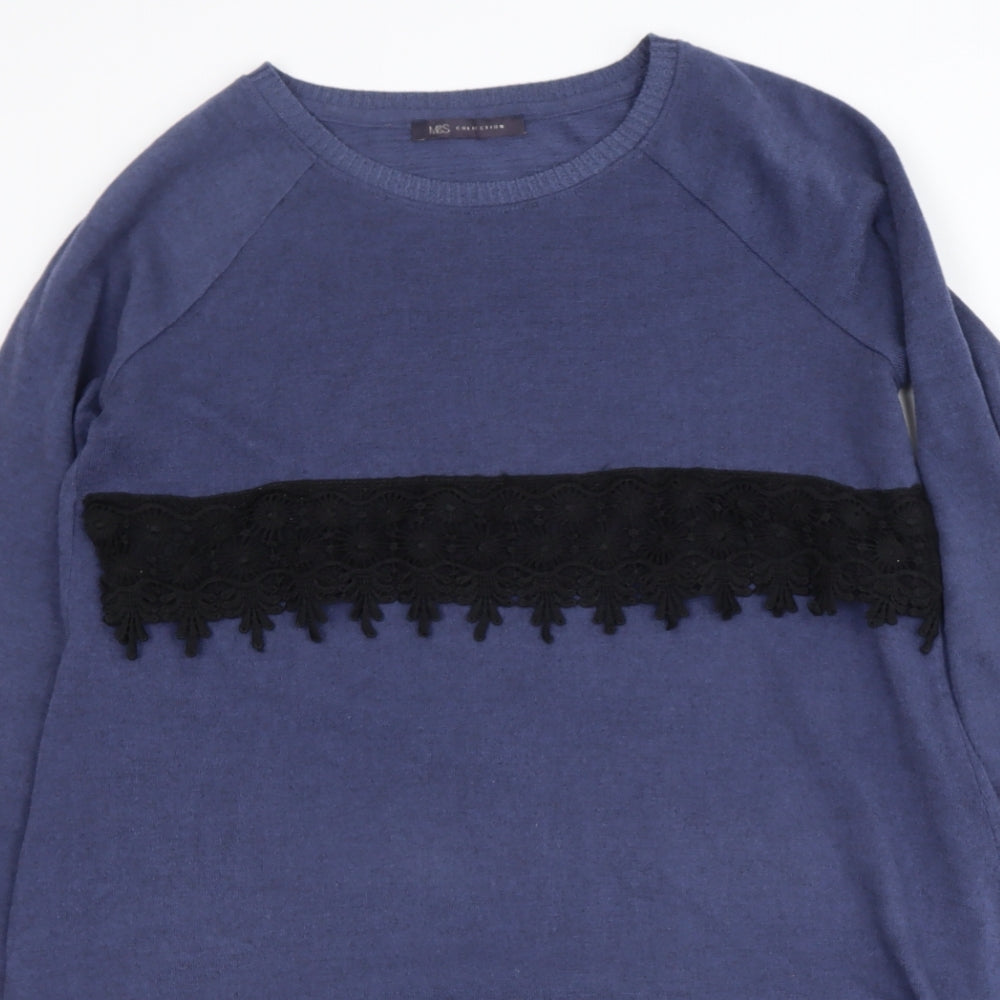 Marks and Spencer Womens Blue Round Neck  Polyester Pullover Jumper Size 12
