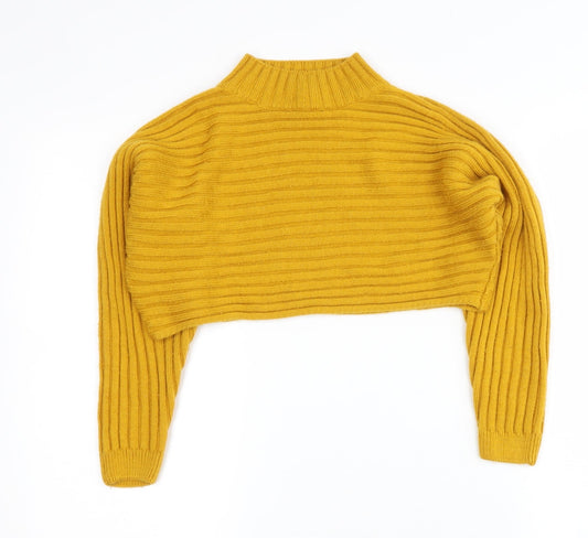 newlook Girls Yellow High Neck  Polyester Pullover Jumper Size 9 Years