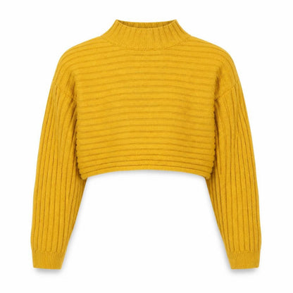 New Look Girls Yellow High Neck  Polyester Pullover Jumper Size 9 Years