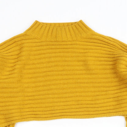 New Look Girls Yellow High Neck  Polyester Pullover Jumper Size 9 Years