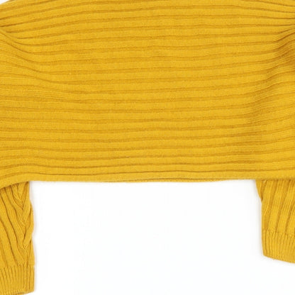 New Look Girls Yellow High Neck  Polyester Pullover Jumper Size 9 Years