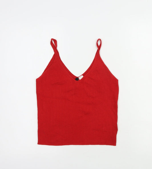 H&M Womens Red  Viscose Camisole Blouse Size S V-Neck