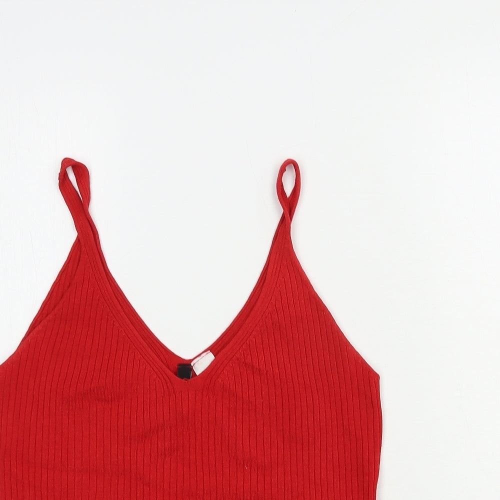 H&M Womens Red  Viscose Camisole Blouse Size S V-Neck