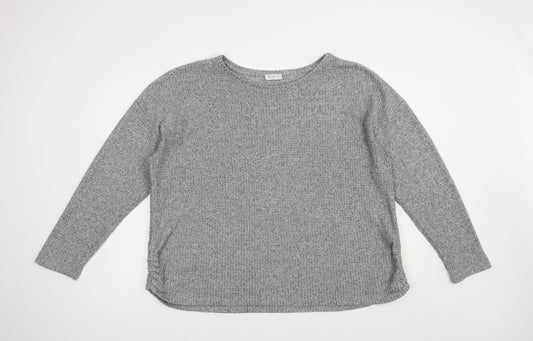 Papaya Womens Grey Boat Neck  Polyester Pullover Jumper Size XL