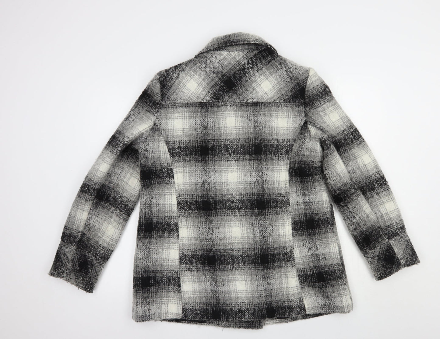 M&Co Womens Grey Plaid  Pea Coat Coat Size 14  Button