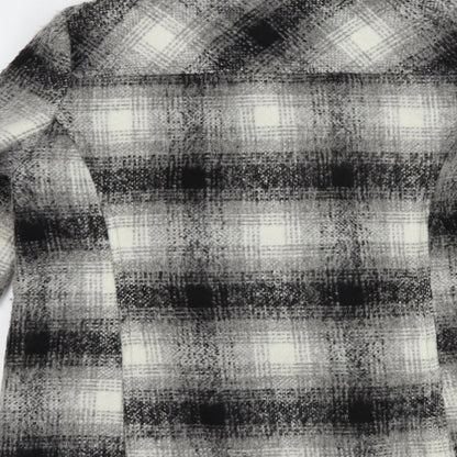 M&Co Womens Grey Plaid  Pea Coat Coat Size 14  Button
