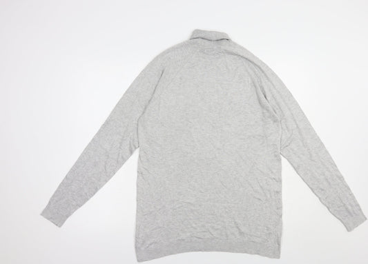Bershka Womens Grey Roll Neck  Viscose Pullover Jumper Size L