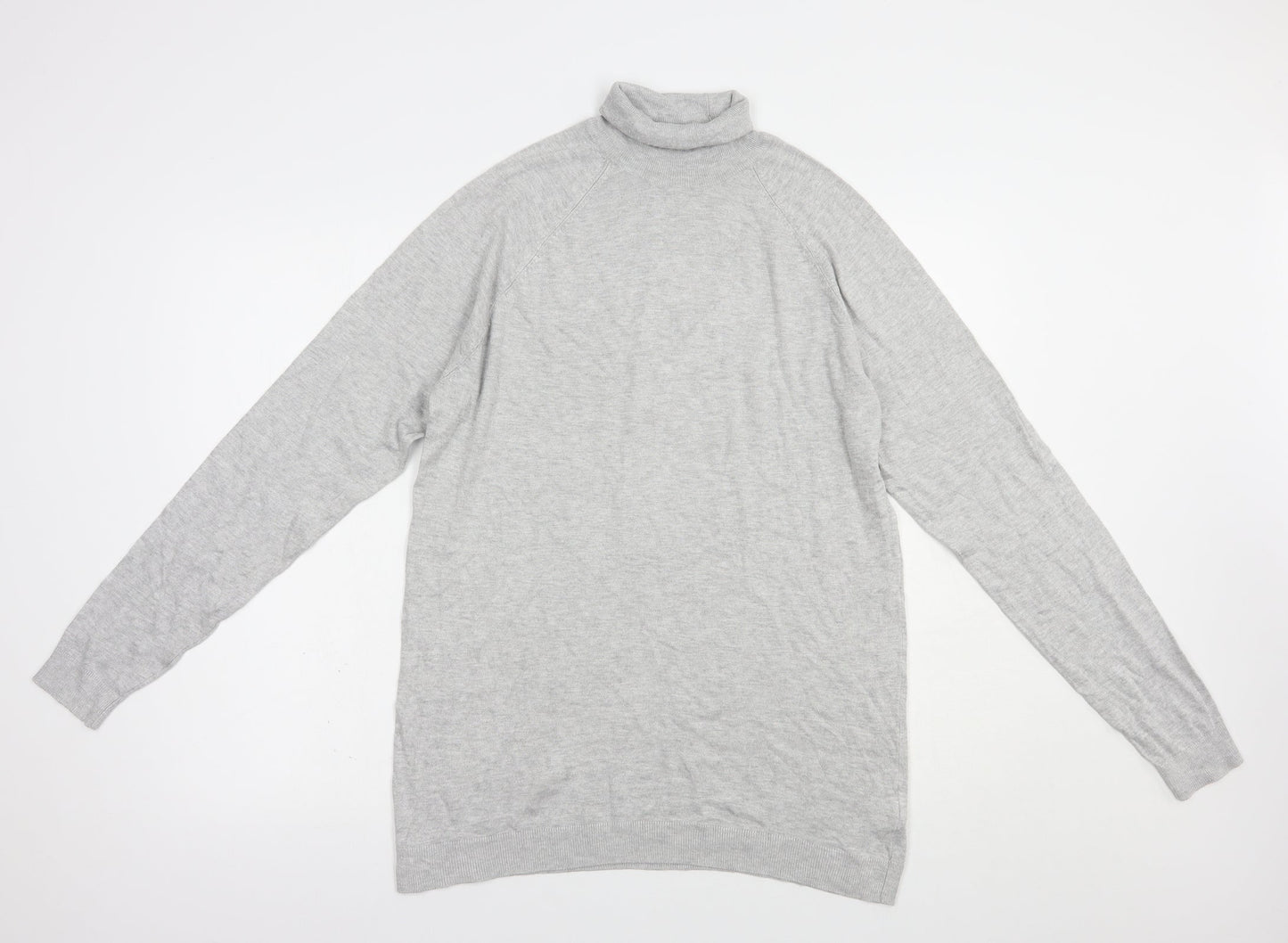 Bershka Womens Grey Roll Neck  Viscose Pullover Jumper Size L
