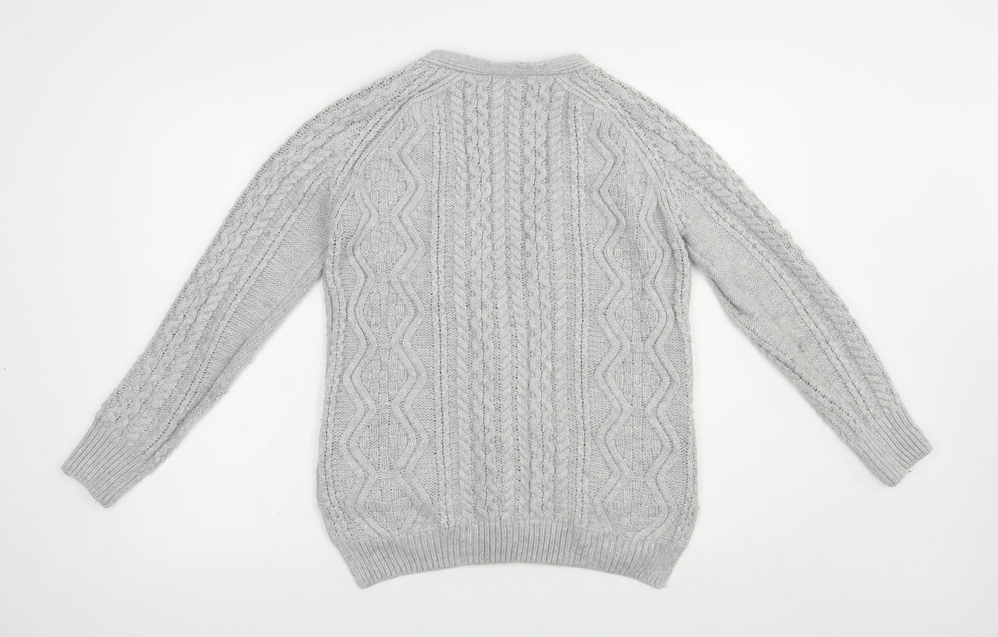 Topshop Womens Grey V-Neck  Acrylic Cardigan Jumper Size 6
