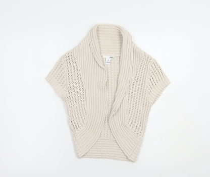 Preloved H&M Womens Beige Collared  Cotton Shrug Jumper Size S - Front