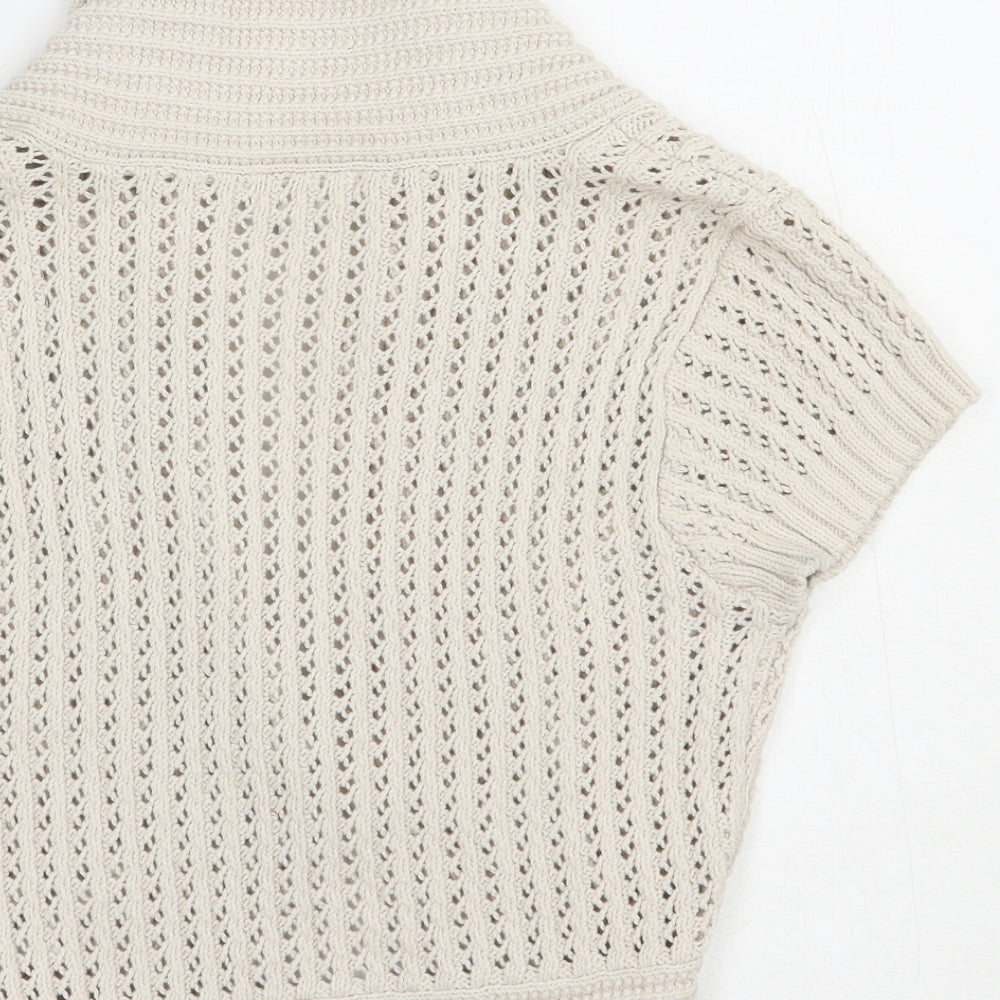 H&M Womens Beige Collared  Cotton Shrug Jumper Size S