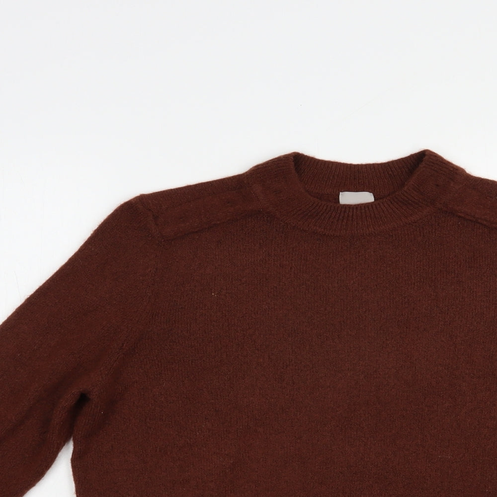 H&M Womens Brown Crew Neck  Acetate Pullover Jumper Size S