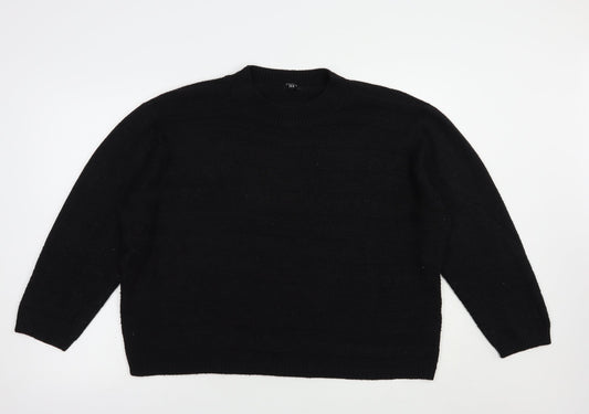 Pep & Co Womens Black Crew Neck  Acrylic Pullover Jumper Size 18