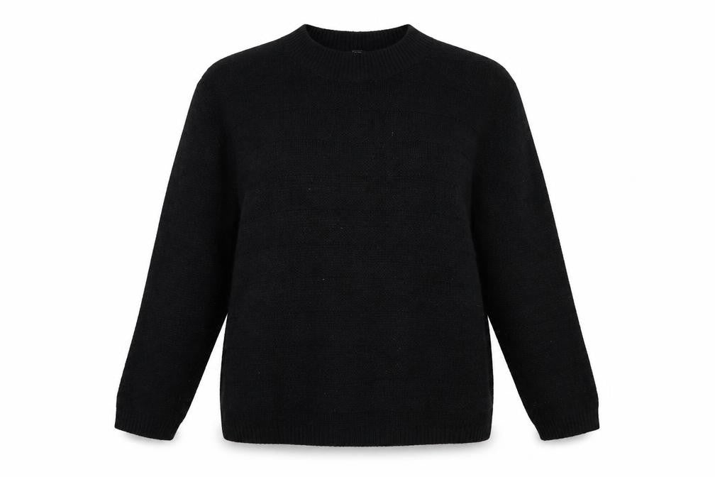 Pep & Co Womens Black Crew Neck  Acrylic Pullover Jumper Size 18