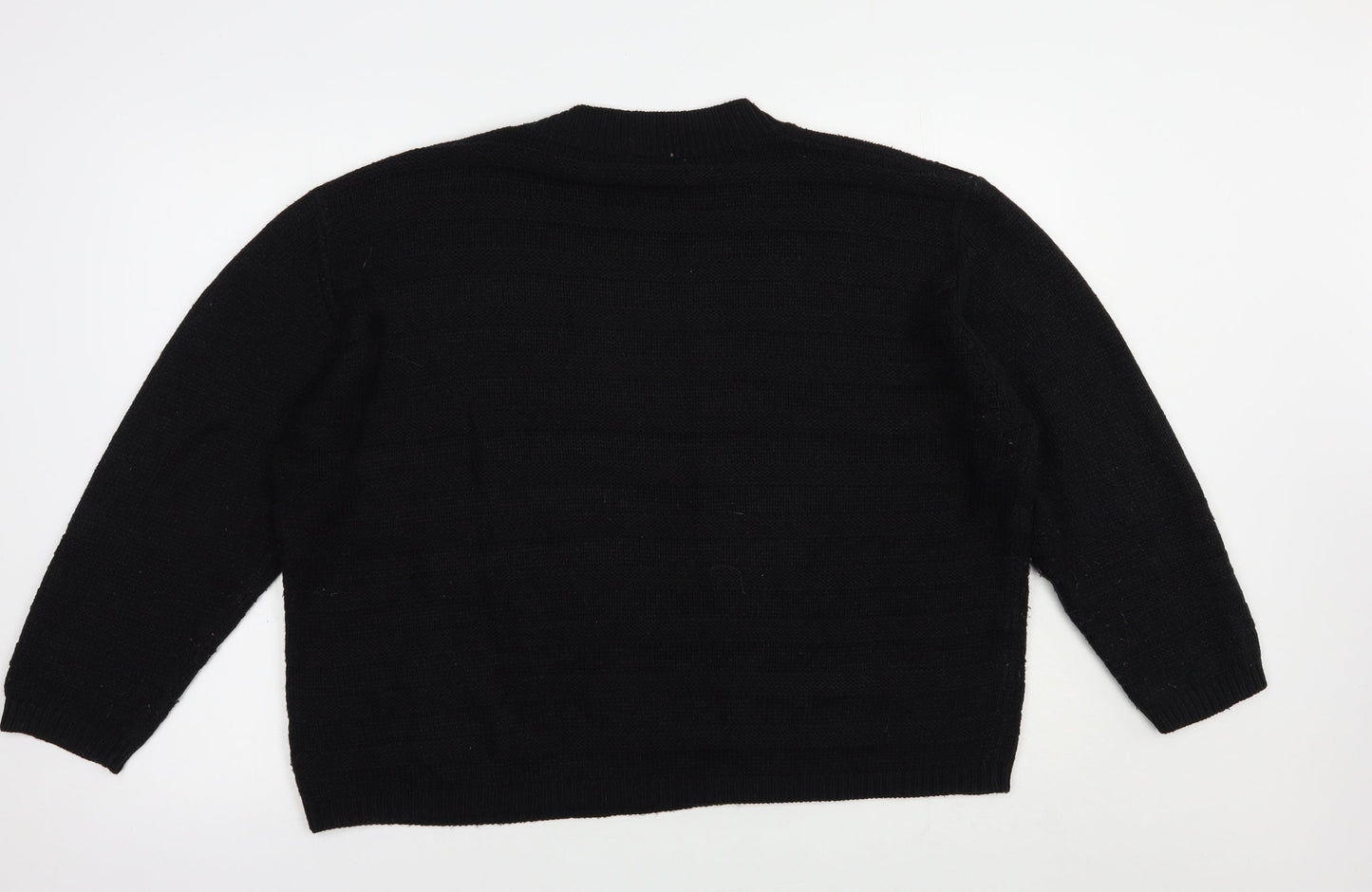 Pep & Co Womens Black Crew Neck  Acrylic Pullover Jumper Size 18