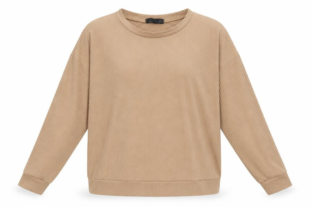 Missguided Womens Beige  Polyester Basic Blouse Size L Crew Neck