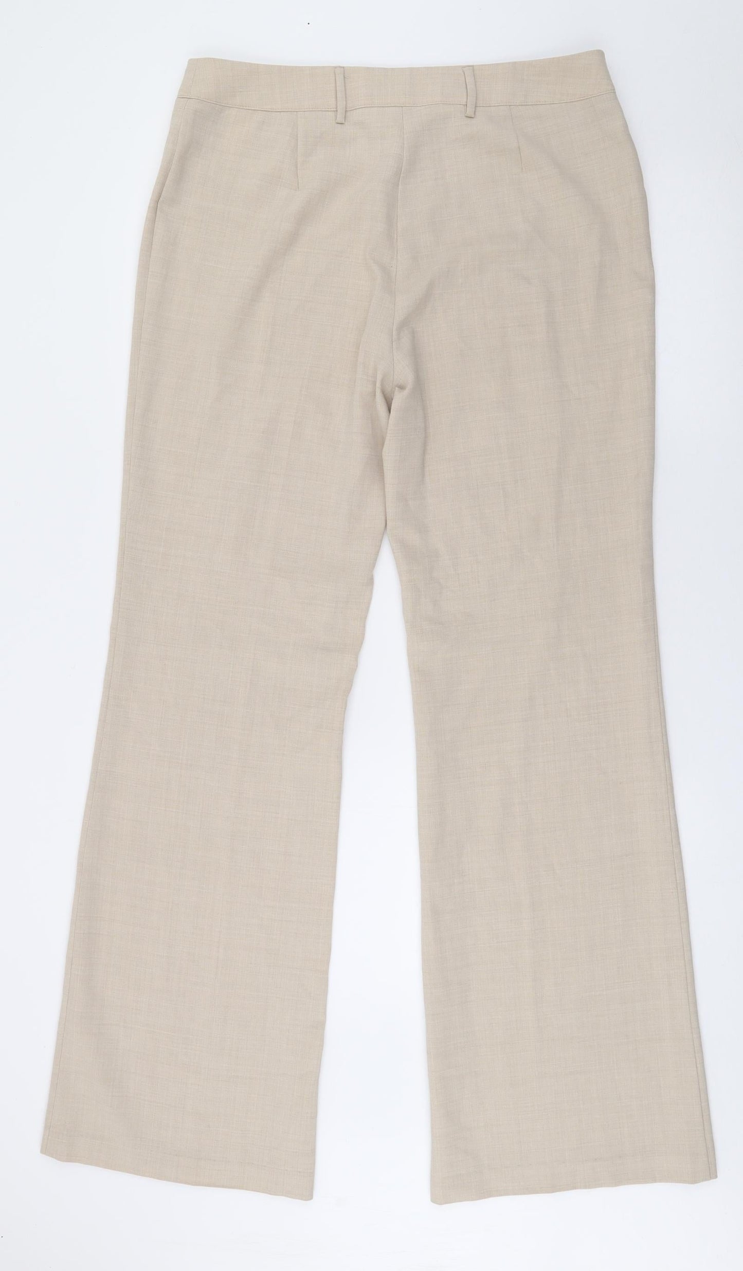 Marks and Spencer Womens Beige  Polyester Trousers  Size 14 L32 in Regular