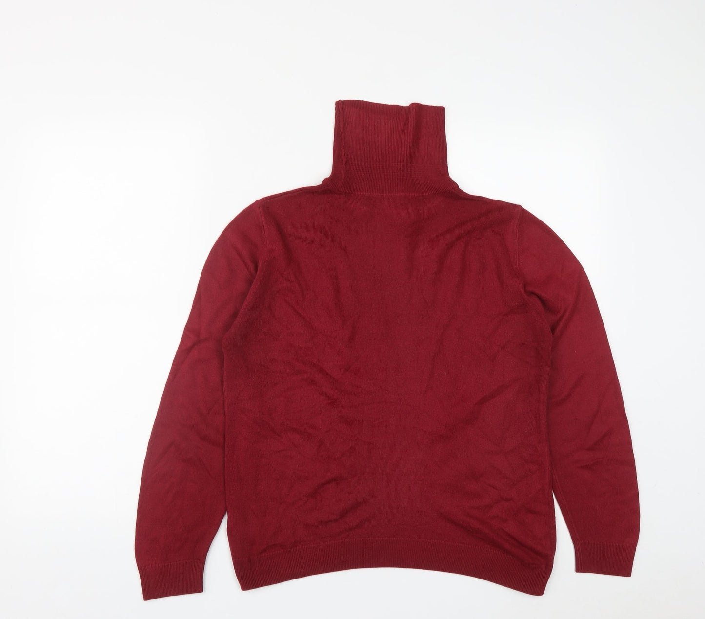 Marks and Spencer Womens Red High Neck  Acrylic Pullover Jumper Size 14
