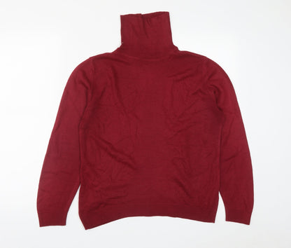 Marks & Spencer Womens Red High Neck  Acrylic Pullover Jumper Size 14