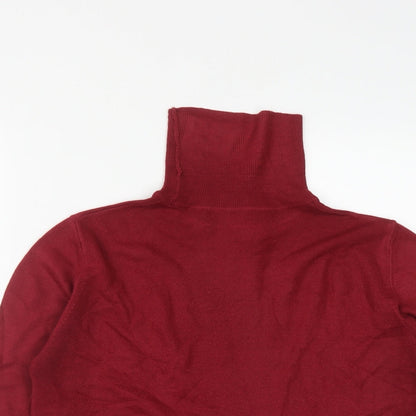 Marks & Spencer Womens Red High Neck  Acrylic Pullover Jumper Size 14