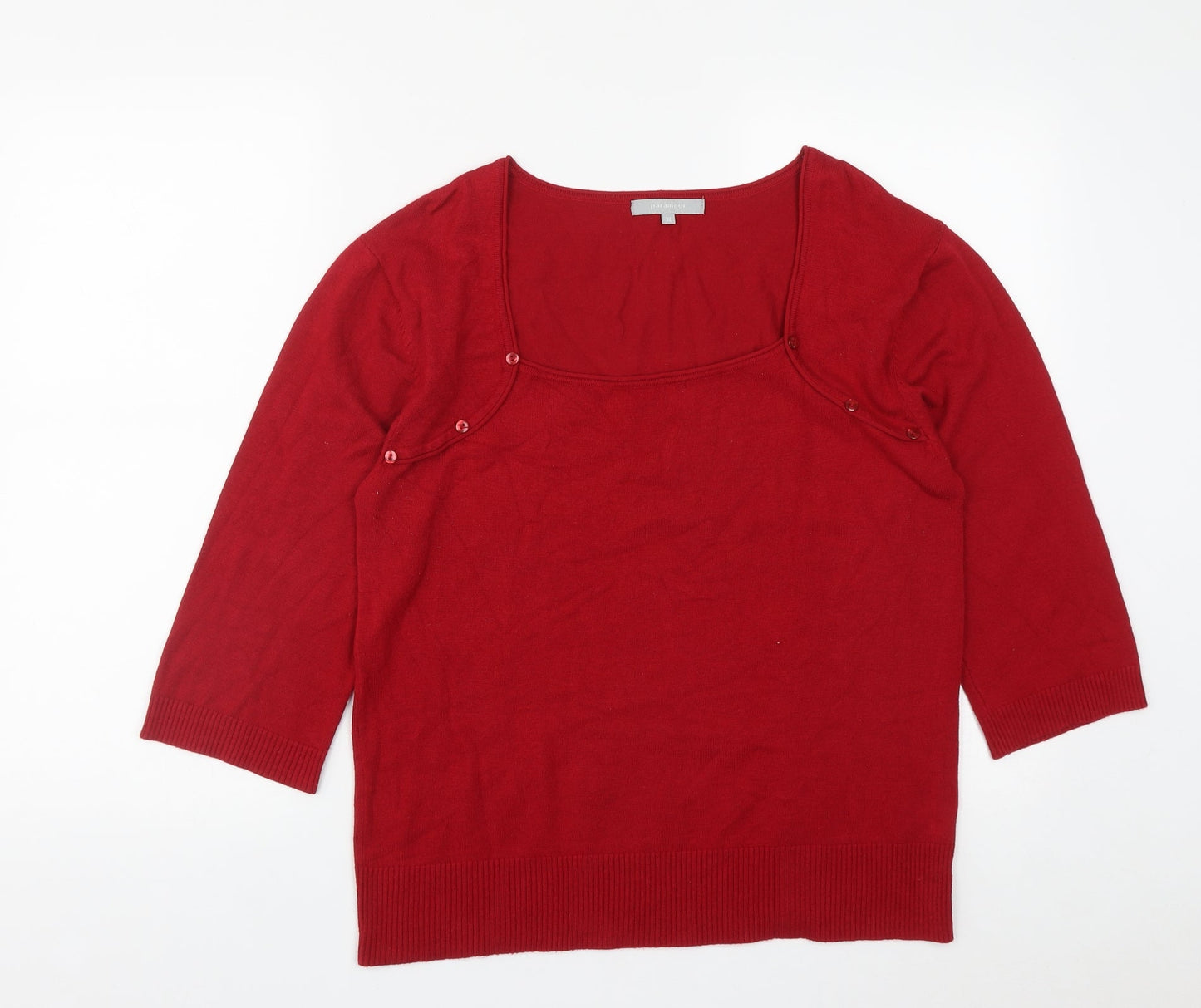 Paramour Womens Red Square Neck  Viscose Pullover Jumper Size XL