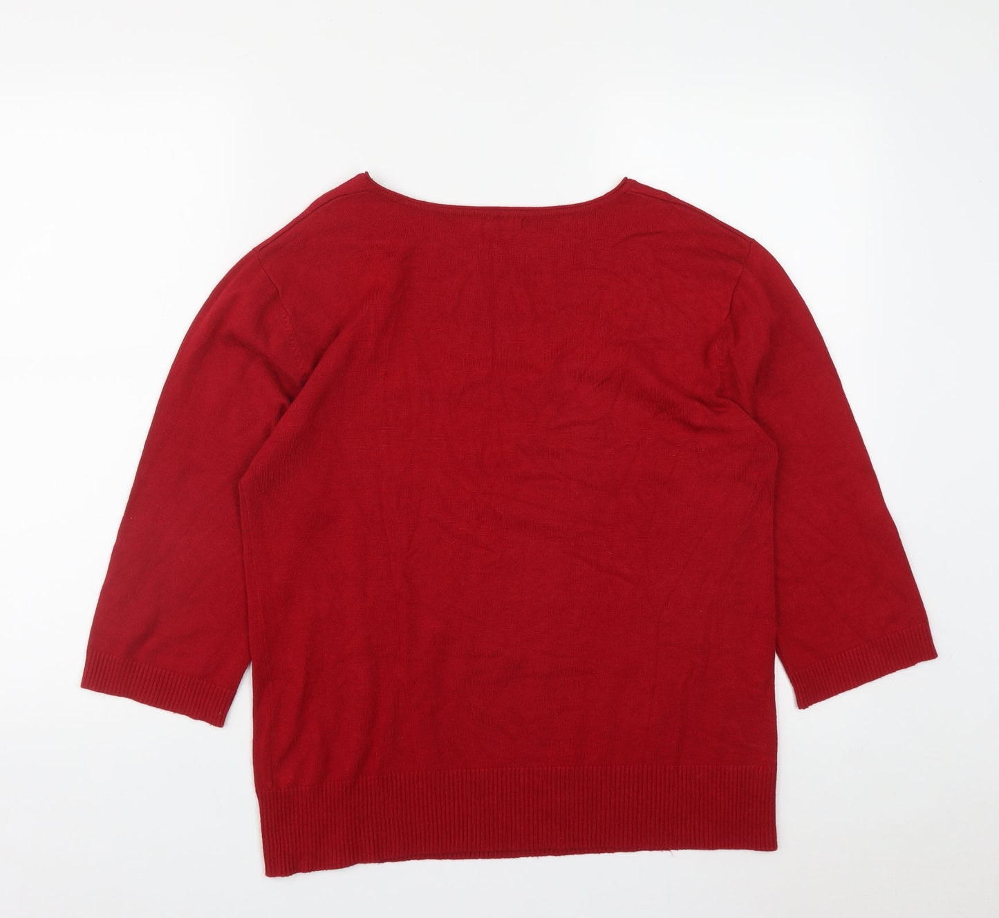 Paramour Womens Red Square Neck  Viscose Pullover Jumper Size XL