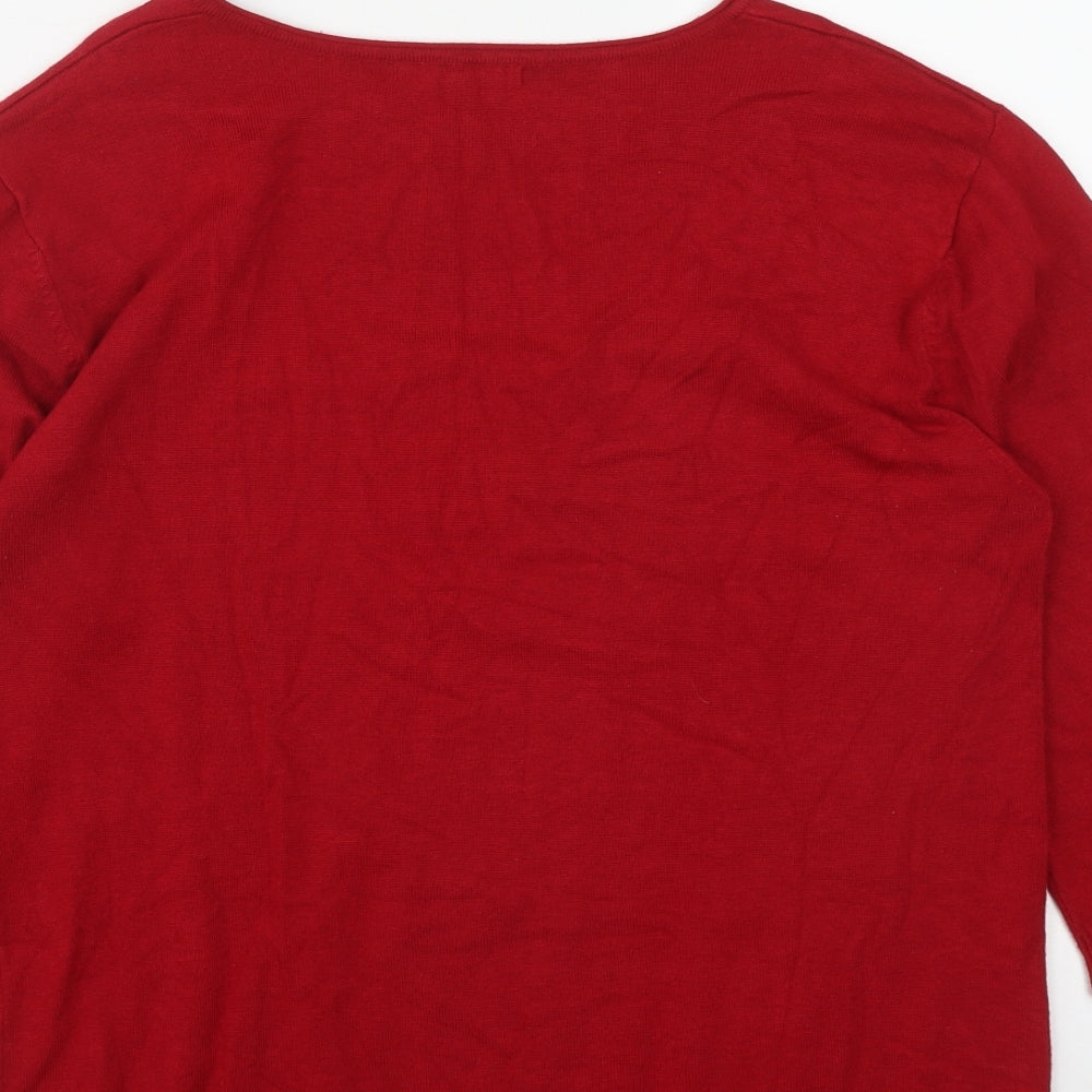 Paramour Womens Red Square Neck  Viscose Pullover Jumper Size XL