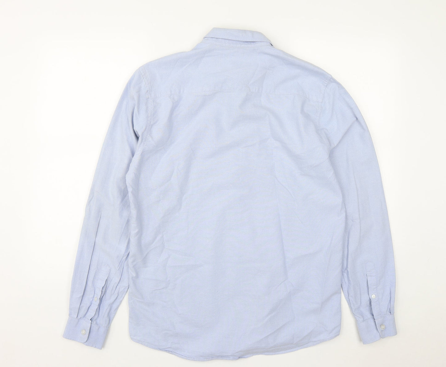 Dunnes Mens Blue  Cotton  Button-Up Size M Collared Button